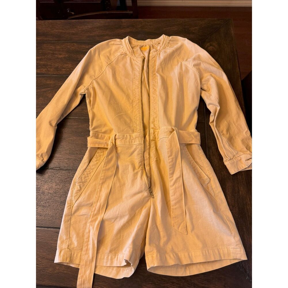 MOTHER The Gathered Short Romper Pale Yellow Size M